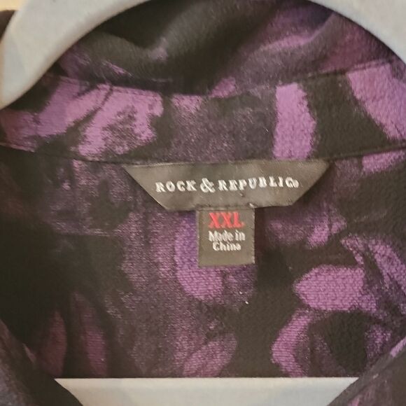 Rock &Republic Purple Floral Zip-Up Top XXL - Picture 2 of 5